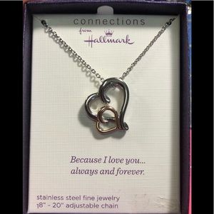 Stainless steel double heart 18” necklace treat yourself Mother daughter BFF